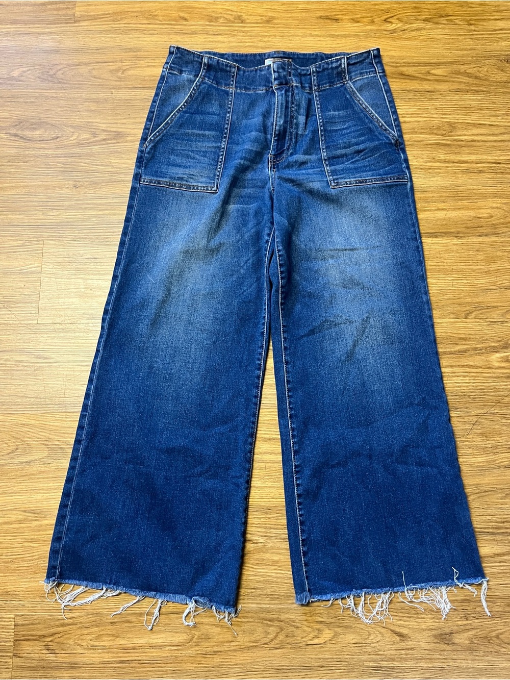 KUT from the Kloth Meg Fab Ab High Rise Wide Leg Patch Pocket Jeans Size 10